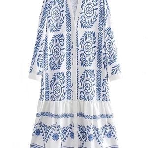 'MON' BOHEMIAN PRINTED EMBROIDERY BUTTON DRESS